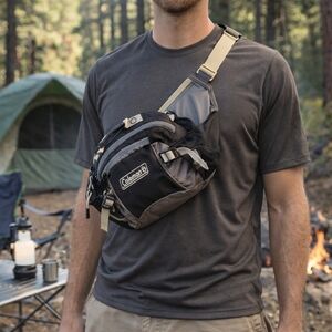 Coleman Black and Tan Men's Sling Bag - Crossbody Belt Pack
